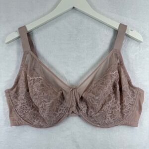 HSIA Women Dusty Rose Floral Lace Full Coverage Underwire Bra 40G Unlined Mesh